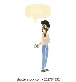 cartoon worried man with speech bubble