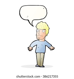cartoon worried man with speech bubble