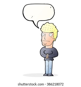 cartoon worried man with speech bubble