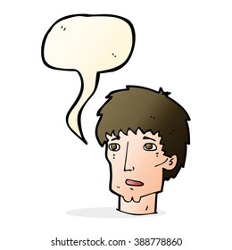 cartoon worried man with speech bubble