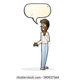 cartoon worried man with speech bubble