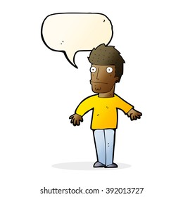 cartoon worried man with speech bubble