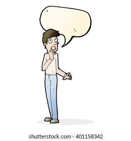 cartoon worried man with speech bubble