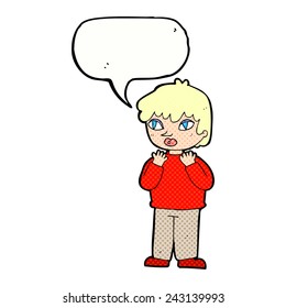 cartoon worried person with speech bubble