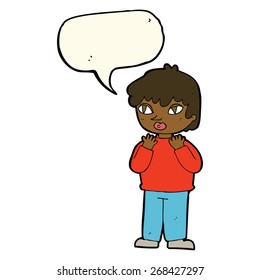 cartoon worried person with speech bubble