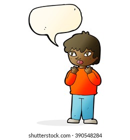 cartoon worried person with speech bubble