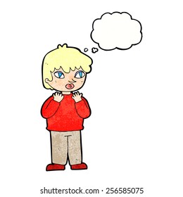 cartoon worried person with thought bubble