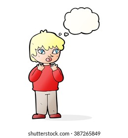 cartoon worried person with thought bubble