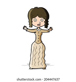 cartoon worried victorian woman