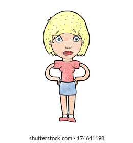 cartoon worried woman