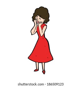 cartoon worried woman