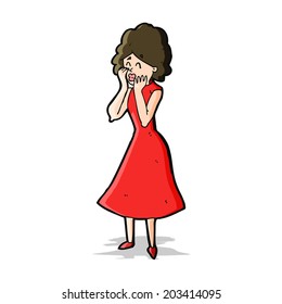 cartoon worried woman