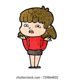 cartoon worried woman