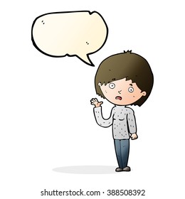 cartoon worried woman with speech bubble