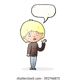 cartoon worried woman with speech bubble