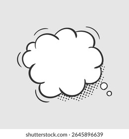 Cartoon wow with comic speech balloon empty bubble design white background message vector illustration pow bang shadow lightning dialog cloud banner retro screaming humor


