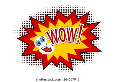 Cartoon Wow. Vector illustration. 
