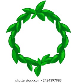 Cartoon wreath of leaves. Cartoon Leaf