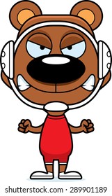 A cartoon wrestler bear looking angry.