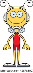 A cartoon wrestler bee smiling.