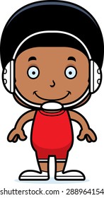 A cartoon wrestler boy smiling.