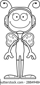 A cartoon wrestler butterfly smiling.