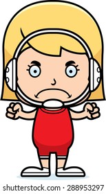 A cartoon wrestler girl looking angry.