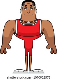 A cartoon wrestler looking bored.