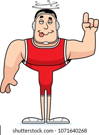 A cartoon wrestler looking drunk.