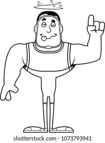 A cartoon wrestler looking drunk.
