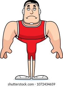 A cartoon wrestler looking sad.