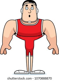 A cartoon wrestler looking surprised.