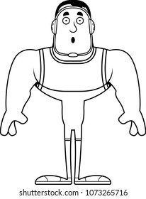 A cartoon wrestler looking surprised.