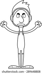A cartoon wrestler man looking angry.
