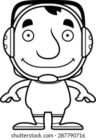 A cartoon wrestler man smiling.