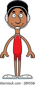 A cartoon wrestler man smiling.