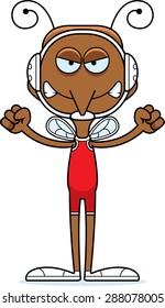 A cartoon wrestler mosquito looking angry.