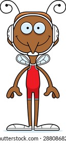 A cartoon wrestler mosquito smiling.