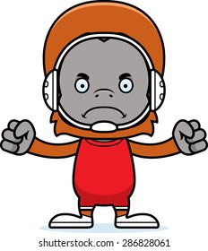 A cartoon wrestler orangutan looking angry.