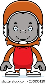 A cartoon wrestler orangutan smiling.