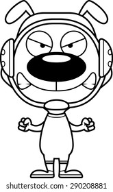 A cartoon wrestler puppy looking angry.