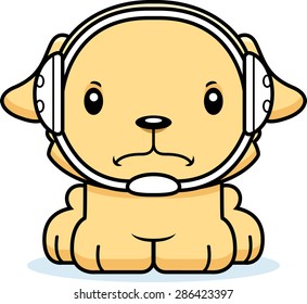 A cartoon wrestler puppy smiling.