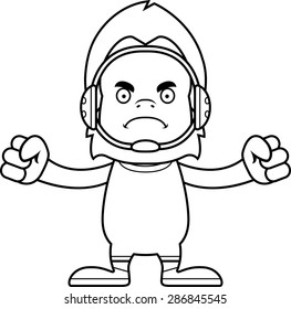 A cartoon wrestler sasquatch looking angry.