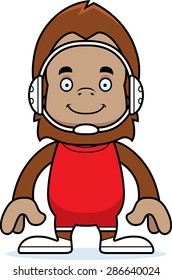 A cartoon wrestler sasquatch smiling.