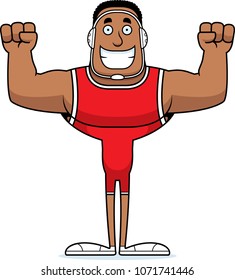 A cartoon wrestler smiling.