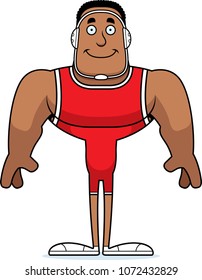 A cartoon wrestler smiling.