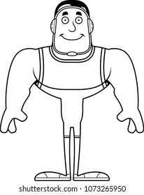 A cartoon wrestler smiling.