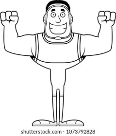 A cartoon wrestler smiling.