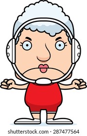 A cartoon wrestler woman looking angry.
