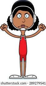 A cartoon wrestler woman looking angry.